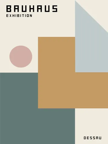 Minimalist grey Bauhaus poster with precise neutral geometric composition.