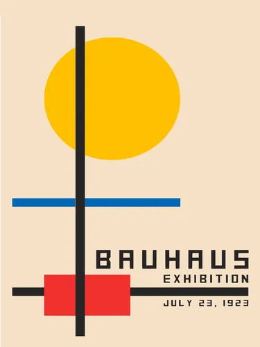 First Bauhaus geometric poster of a matching set of three with systematic modernist composition.