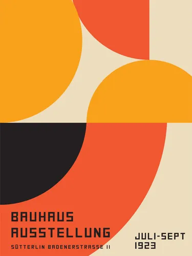 Second Bauhaus geometric poster of a matching set of three with complementary form and palette variation.