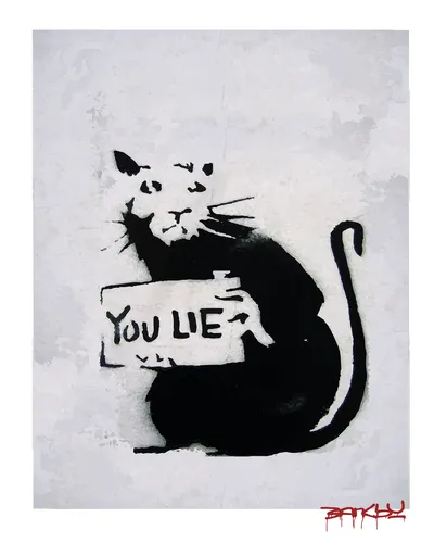 Bold typographic statement poster reading You Lie Rat in high contrast declarative lettering.