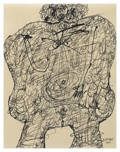 Jean Dubuffet-inspired Corps de Dame Art Brut poster print, raw figural abstract composition, outsider art visual language, primitive expressive mark-making, French avant-garde aesthetic philosophy, bold gestural figure design, archival quality print, Art Brut art collector wall piece, raw abstract home décor, outsider art gallery statement, avant-garde art history print.