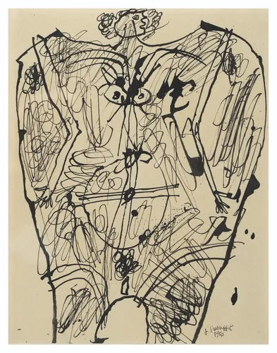 Second Jean Dubuffet-inspired Art Brut abstract poster print, raw untitled compositional language, outsider art visual philosophy, primitive mark-making aesthetic design, French avant-garde movement, bold abstract gestural composition, archival quality print, Art Brut collector wall art, raw home décor statement, avant-garde gallery print, art history inspired piece.